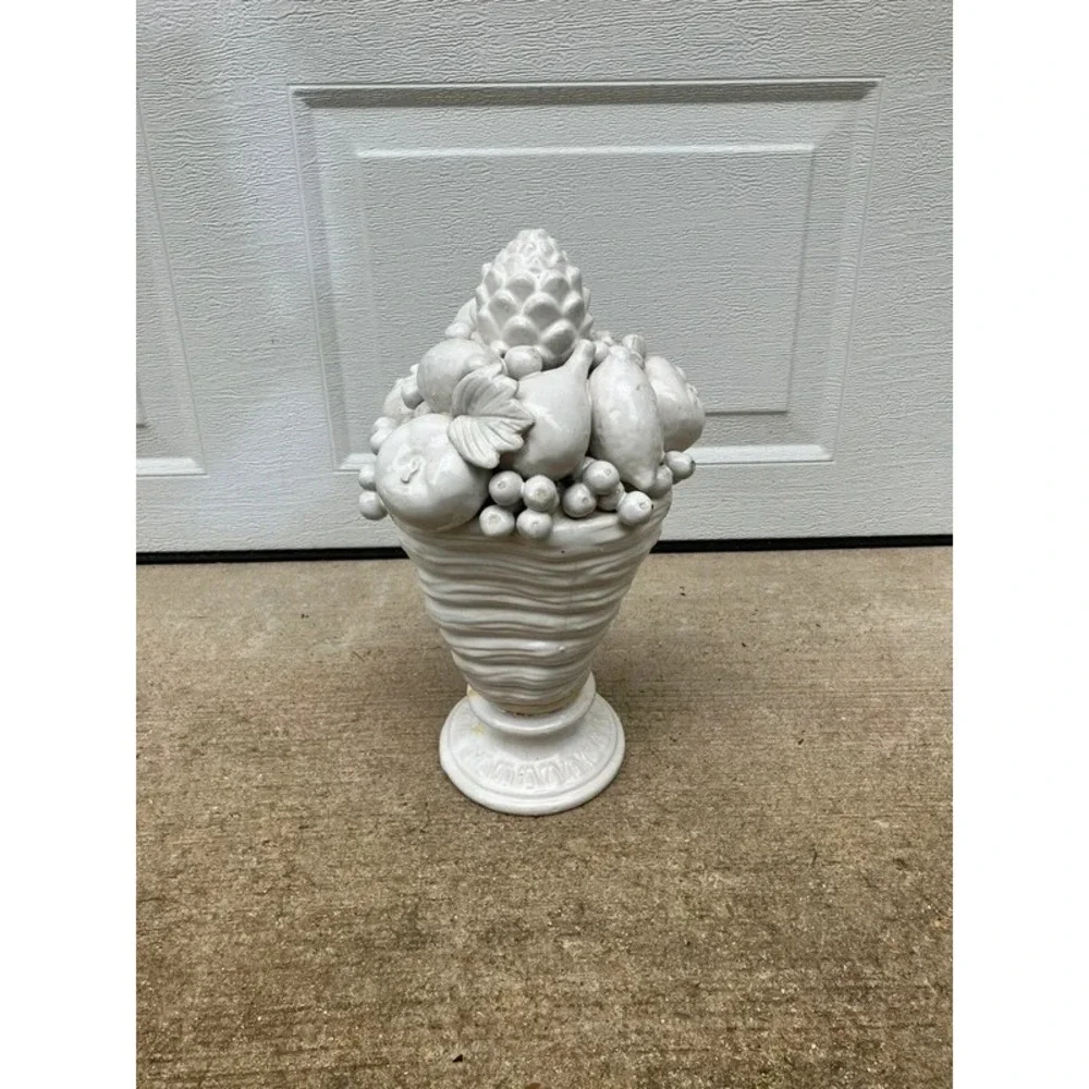VTG 1960s Italian Majolica Cornucopia Fruit Basket Ceramicware